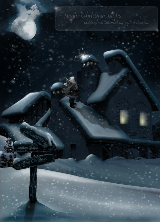 Magic Christmas Night Photoshop Tutorial - Santa Claus House