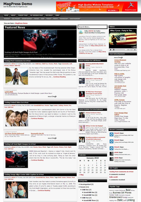 Flexible Width WordPress Themes