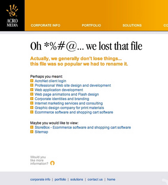 404 Error - Page not found sample