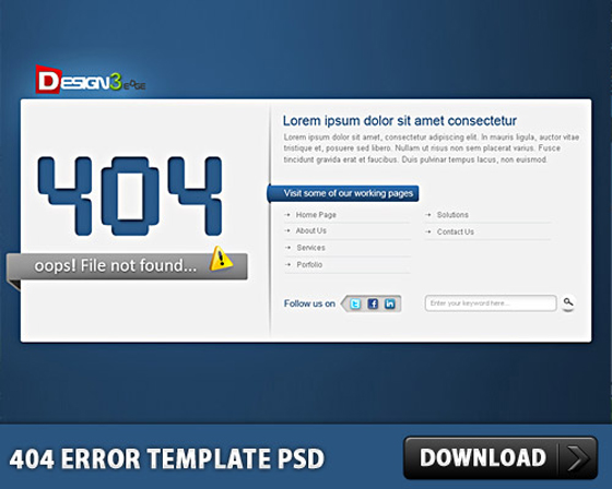 404 Error - Page not found sample