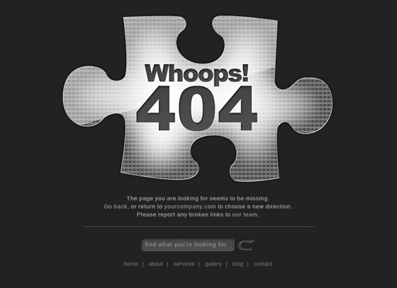 404 Error - Page not found sample