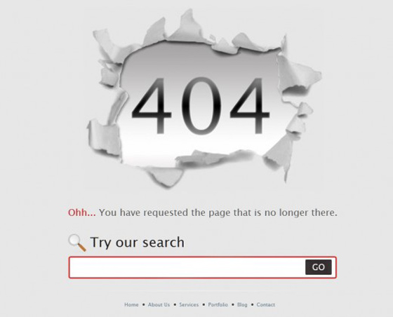 404 Error - Page not found sample