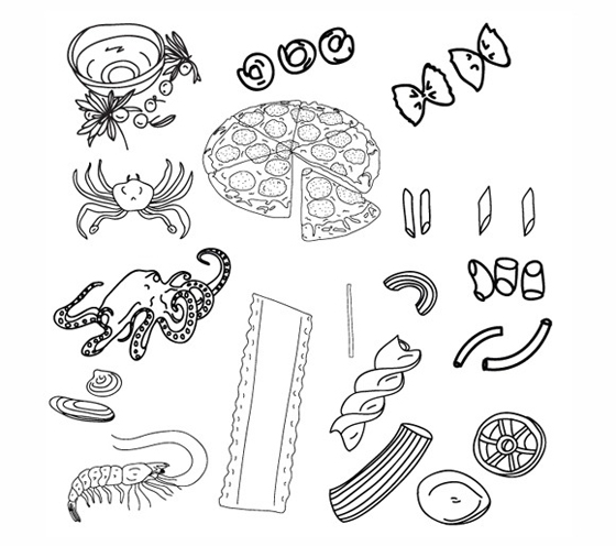 Vector Doodle with Italian Food Vector Doodle with Italian Food